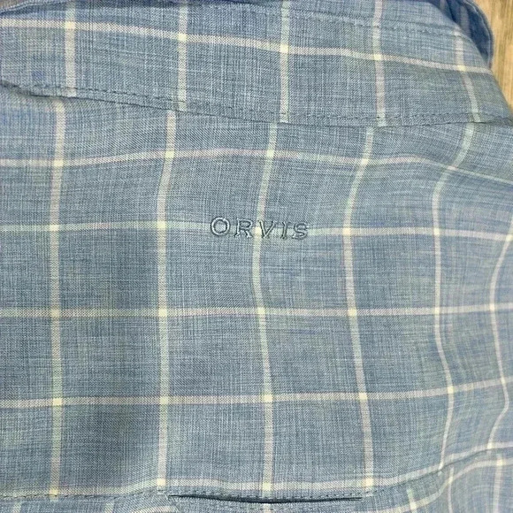 Orvis Light Blue Checkered Long Sleeve Button Up Collared Shirt Size M - Picture 7 of 9